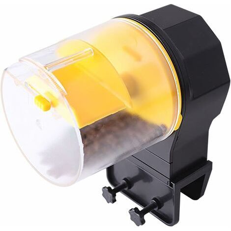 Mangeoire à Poisson Automatique Aquarium Automatique minuterie d'alimentation Mangeoire Etanche à L'humidité avec Boîte d'alimentation (Jaune)