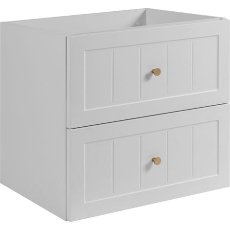 Rodan Badschrank 60 cm, Braun Matt und Holz, 46 x 60 x 57 cm, geriffelte Türen, ohne Waschtischplatte, 2 Ablagen, feuchtraumgeeignet