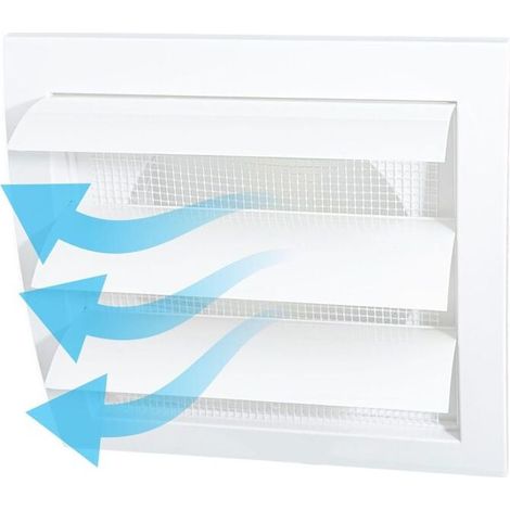 1 grille de ventilation (blanche) avec ouverture de Ø 100 mm, avec volet mobile, persienne et clapet anti-retour. Fabriquée en plastique ABS. (1/5)