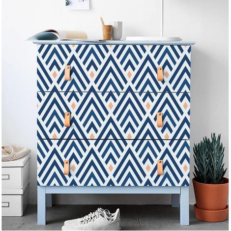 Selbstklebende Tapete Geometrisches Muster Blau Weiß PVC 44.5x500cm (1/5)