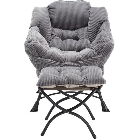 Sillón de relax con otomana de acero gris con reposabrazos y bolsillo lateral (1/5)