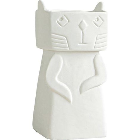 Vase en céramique en forme de chat, idéal pour la décoration intérieure de plantes grasses et de cactus.-5.5x5.5x12cm