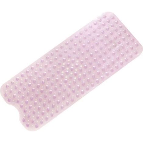 Alfombrilla ducha antideslizante resistente moho 100x40 cm, alfombrilla antideslizante PVC ducha goma suave ventosa orificio drenaje, rosa (1/5)