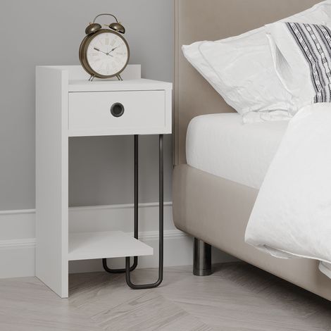 Decortie Sirius Modern Bedside Table Left Module White 32cm Width Bedroom Furniture (1/4)