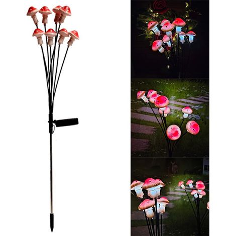 Lumières étanches, lumières de champignon à énergie solaire pour l'extérieur lumières de jardin à lumière chaude IP55, 8 lampes de paysage d'extérieur (1/5)
