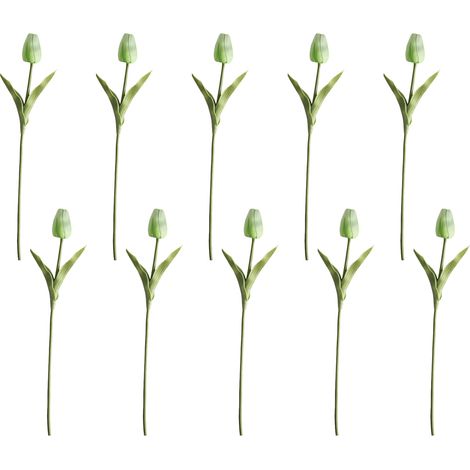 Tulipe Artificielle - 35 cm - Bouton 2,7 cm - Tige Flexible En Acier Recouverte De PU - Décoration Intérieure Bureau Mariage - Lot De 10 (1/5)