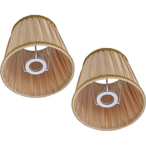 Abat-jour en tissu, abat-jour simple pour douille à vis E14, lampe à bougie, lampe de table, suspension, doré (1/5)