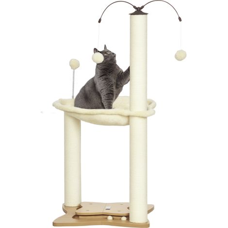 Tiragraffi, beige, 53,5 × 53,5 × 90 cm, MDF, peluche, sisal, 4,2 kg (1/5)