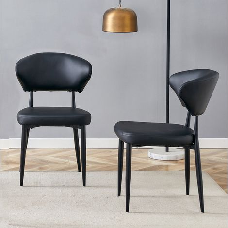 Sillas de comedor ergonómicas negras con respaldo curvo, lote de 2 HAVRYA (1/5)