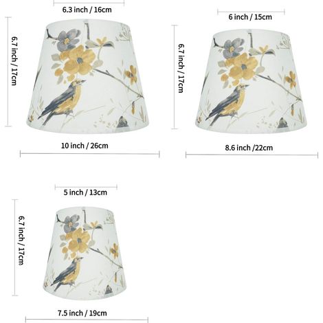 Haut 5 x H 6,5 x Bas 7,5 pouces E27 Abat-jour de lampe de table fait main Abat-jour de tambour Abat-jour de lampadaire, oiseau (1/4)