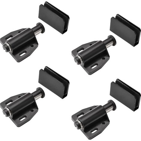 Magnetische Glastürverschlüsse, 4er-Set, Drucköffnung - Für einflügelige Glastüren - mit magnetischem Touch-Verschluss und verstellbarer Klemme - auch für Schränke (1/5)