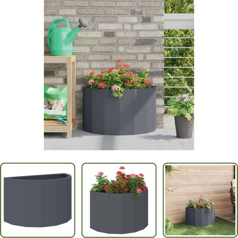Terrassenpflanzer - Pflanzkübel Anthrazit 60 x 30 x 35 cm Stahl (1/5)