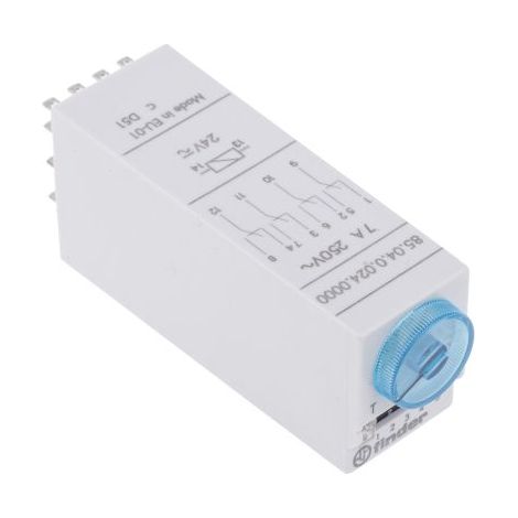 Relais temporisé Finder 85 Series, 24V c.a. / V c.c., Enfichable, 4 contacts ( Prix pour 1 ) (1/5)