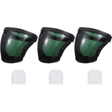 3Pcs 30Pcs Noir Visière De Sécurité Complète Lentilles Vert Foncé (1/4)
