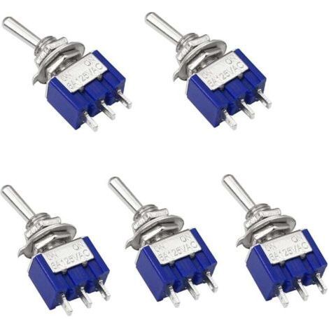 5pcs 6A 125V AC Mini 3 Pin SPDT Switch MTS-102 SPDT ON/ON (1/5)