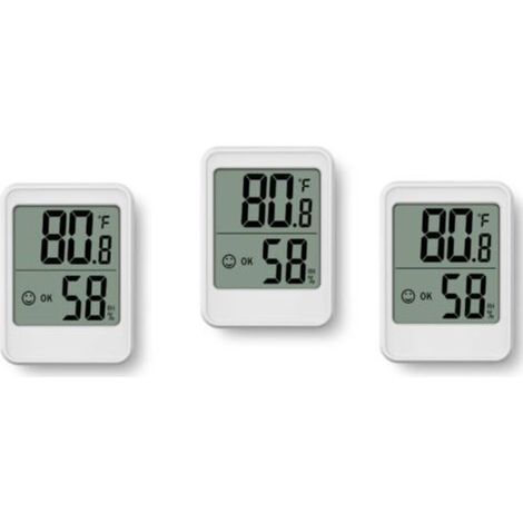 Set mit 3 thermo-hygrometrischen Indikatoren zur Aufstellung oder Wandmontage, mit Raumklimaanzeige, Weiß
