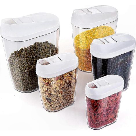 Luftdichte Vorratsdosen für Müsli, 5-teiliges Set zur Organisation der Speisekammer und Aufbewahrung von Trockenlebensmitteln in der Küche (1/5)