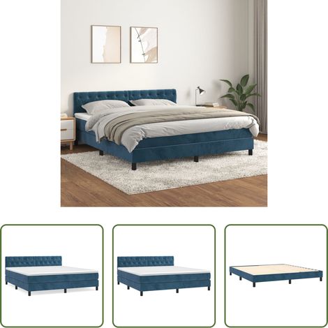 vidaXL Matelas à ressorts ensachés - Sommier à lattes de lit et matelas Bleu foncé 160x200cm Velours (1/5)