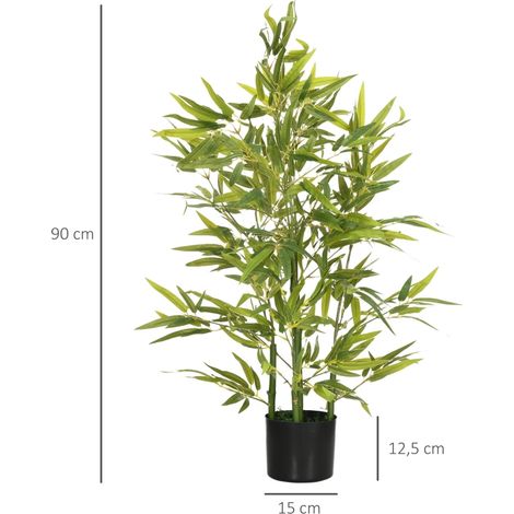 Bambou artificiel réaliste de 90 cm, plante en plastique durable, imitation naturelle pour pot, déco intérieure ou extérieure, idéal salon, chambre, terrasse, jardin, sans entretien. (1/5)