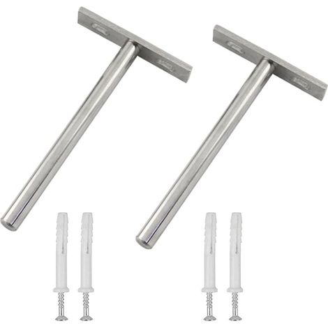 Support Pour Étagère Flottante - En Fer Nickelé - Charge Maximale 50 Kg - Pour Étagère En Bois - 4 Pièces (1/5)
