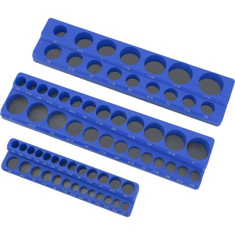 3PCS Magnetic Socket Organizer Set 1/4in 3/8in 1/2in Drive Sockets Powerful Portable Storage Tray Socket Holder for Toolboxes (Metric 16cm) (1/5)