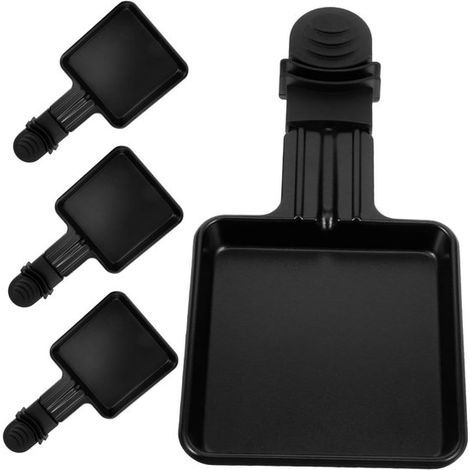 longziming -Mini Raclette-Pfännchen - Raclette Accessoire - Edelstahl Mit Antihaftbeschichtung/Hitzebeständig - 4 Stuks - Für Tafelgrills - Zwart