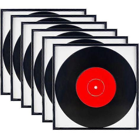Lot de 4 cadres pour disques vinyles (31,75 cm x 31,75 cm), finition piano brillante. (1/5)