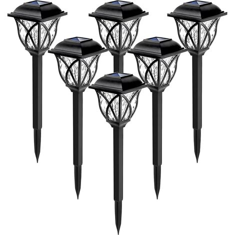 Packung mit 100 x 100 x 440 mm großen, warmweißen Solar-LED-Gartenleuchten (4500 K) für den Außenbereich, Schutzart IP44, wasserdicht