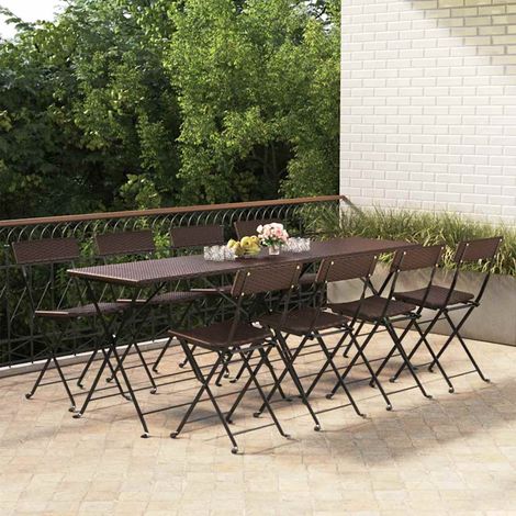 vidaXL Chaises de bistrot pliantes lot de 8 Résine tressée et acier (1/5)