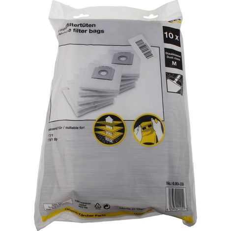 Lote de bolsas filtrantes de no tejido, x10 KARCHER 6.904-335.0 para T 7/1