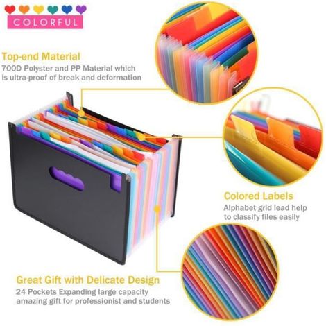 13 poches - Dossier de Fichiers Extensibles A4, Fournitures de Bureau, Porte Documents (1/4)