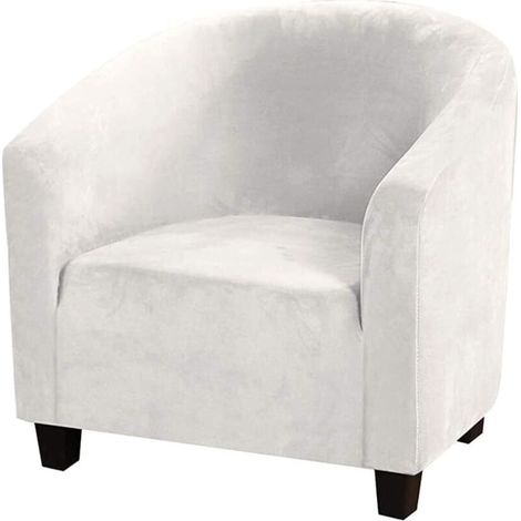 Housse De Chaise Club,Housses De Chaise De Baignoire en Velours Extensible Housses De Canapé Souples pour Fauteuil Protecteur De Meubles (Blanche, Velours)-Fei Yu