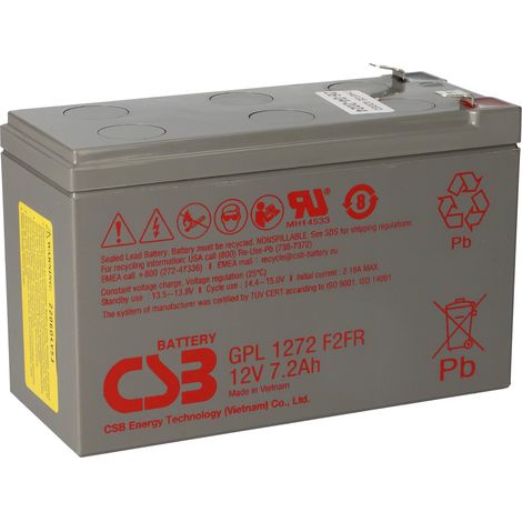 CSB GPL1272 Long-Life AGM Bleiakku 12V 7,2Ah T2 / Faston 6,3 mm (1/5)