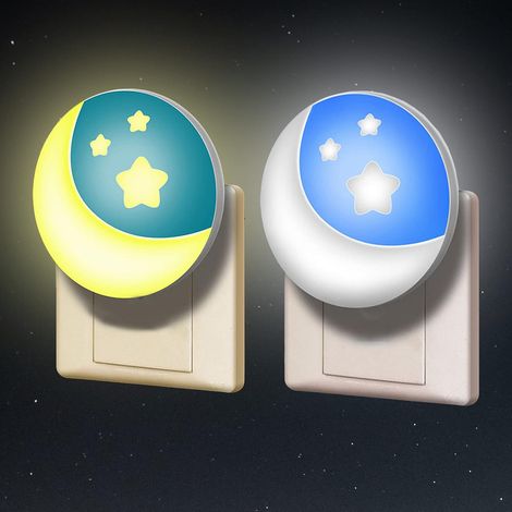 Veilleuse Bébé Prise Électrique Lot de 2, Capteur Crépusculaire LED Lampe de Nuit Nomade pour Chambre de Enfant, Petite Applique Coranique, Lampe Mural pour Cuisine Couloir Escalier Grenier, 0,6W [Cla (1/2)