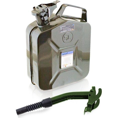 5L Stahl Benzinkanister Kraftstoffkanister Kanister UN Zulassung (5 Liter mit Einfüllstutzen Starr)
