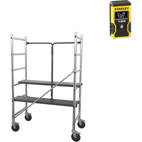 Echafaudage pliant - Longueur plateau 1.10m + Télémètre laser STANLEY - 346801-LASER