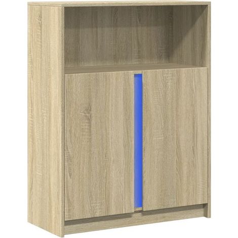 Buffet de Cuisine avec Éclairage LED, Meuble Rangement Bois Ingénierie Couleur Chêne Sonoma, 77 x 34 x 100 cm (1/5)