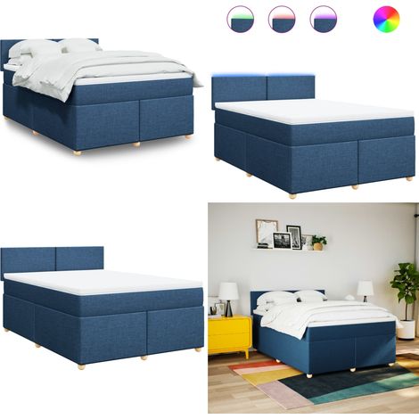 vidaXL Sommier à lattes de lit avec matelas Bleu 160x200 cm Tissu (1/5)