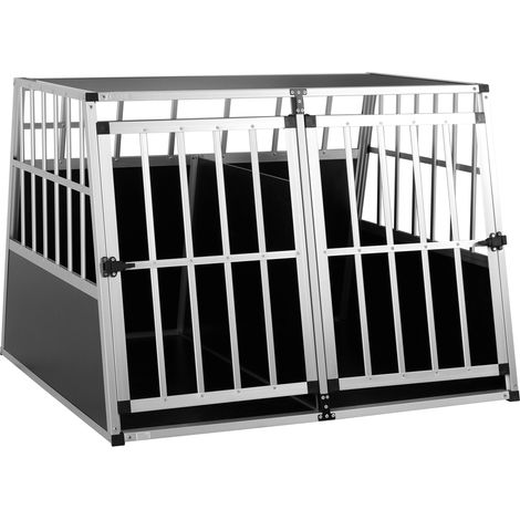 CADOCA® Hundetransportbox Aluminium Hundebox Kofferraum robust verschließbar trapezförmig Reisebox Autobox Tiertransportbox Hundetransportbox XXL (1/5)