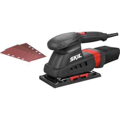 Lijadora orbital SKIL 7374 AA (potencia nominal 160 W, lijadora con bolsa para el polvo + hojas de lija, sistema de velcro + soporte de abrazadera)