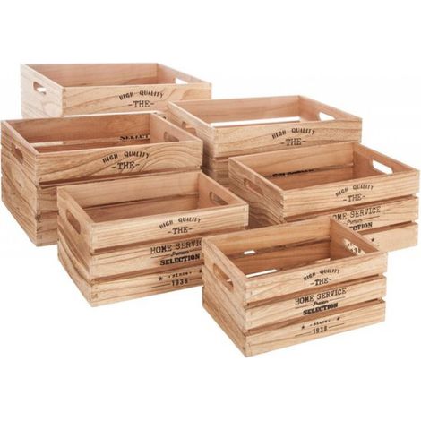 Ylias 6-teiliges Aufbewahrungsbox-Set – Holz – Hellbraun – Dekorativ – Vintage-Stil (1/5)