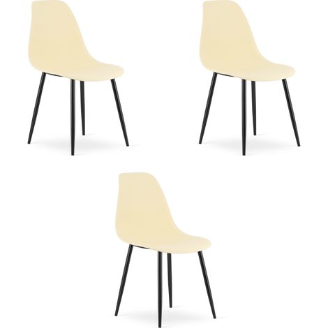 Silla WAT color crema / patas negras x 3 (1/5)