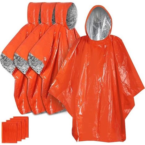Ponchos de survie thermiques imperméables (100 x 130 cm) pour le camping (lot de 4) (1/5)