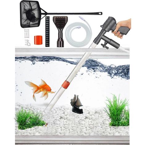 Aspirateur pour gravier d'aquarium, outil de nettoyage pour aquarium, kit d'épuisette pour le changement d'eau, idéal pour le nettoyage du gravier et du sable. Convient pour le nettoyage du gravier et (1/5)