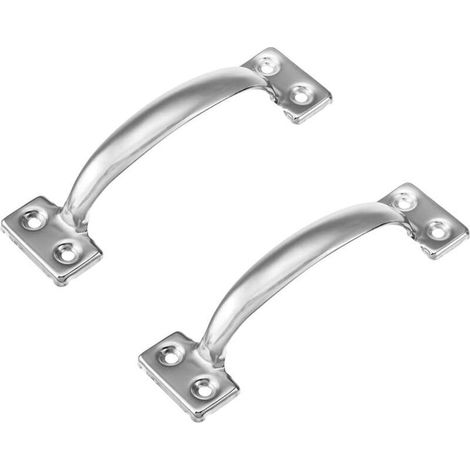 Set of 2 vintage barn door handles for kitchen cabinets, hole center: 112 mm, silver iron (1/4)