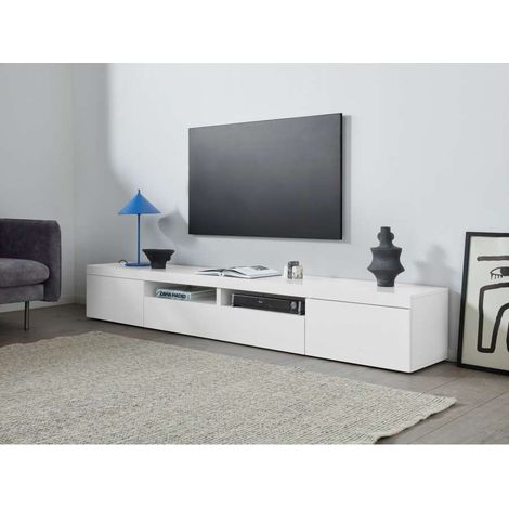 Porta Tv Lowboard 240 Essential Bianco Laccato 2 Ante 1 Ribalta (1/5)