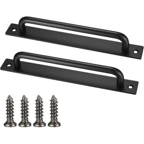Barn Door Knobs, 2 Pack, Black, Heavy Duty with Screws, Aluminum, for Cabinets, Kitchen and Bedroom Furniture (1/5)