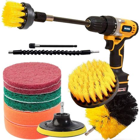 VURAHOME - Lot de 13 brosses de nettoyage pour perceuse électrique - Pour surfaces de salle de bain, carrelage de douche, joints, sol, surface de cuisine, brosse rotative avec 2 extensions (1/5)