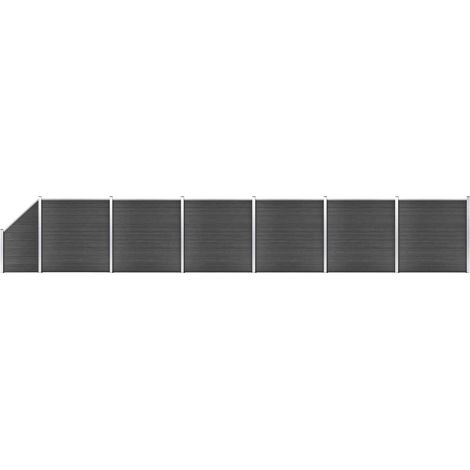 Ensemble de panneau de clôture Clôtures de jardin WPC 1138x(105-186) cm Noir 74216 (1/5)