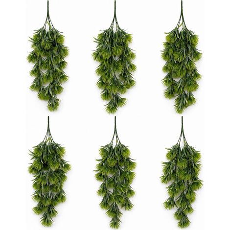 Pack of 6 x 75cm Artificial Green Thistle Trailing Hanging Plant Faux Floral (1/5)